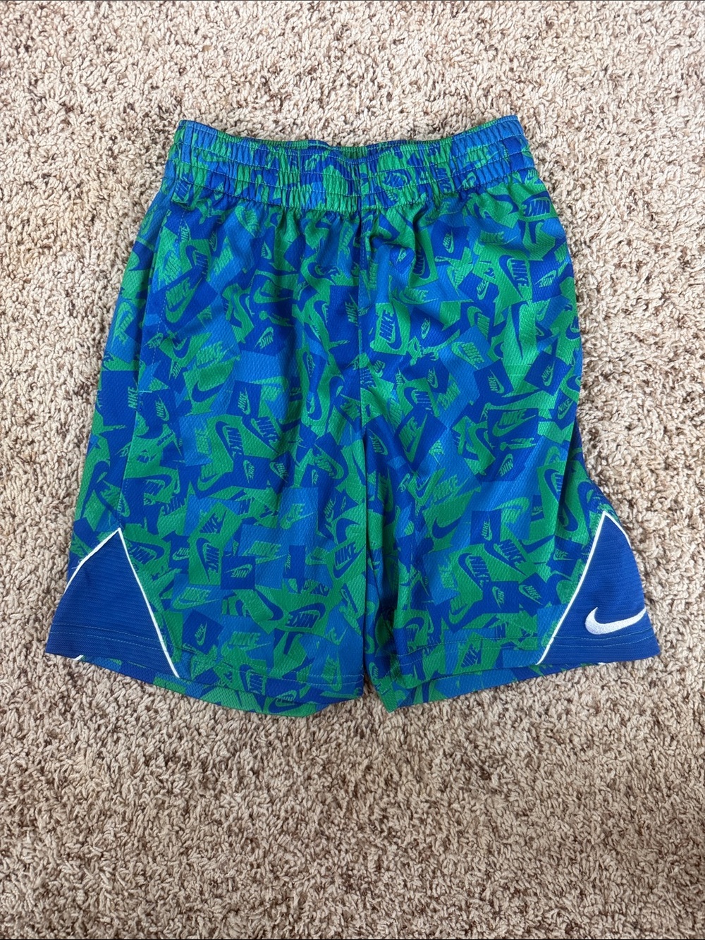Nike Green & Blue Patterned Boys' Athletic Shorts